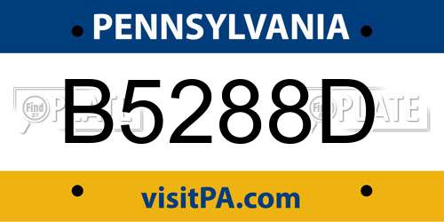B5288D Pennsylvania License Plate