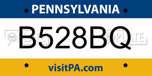 B528BQ Pennsylvania License Plate