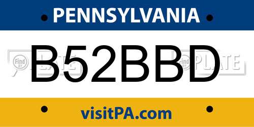 B52BBD Pennsylvania License Plate