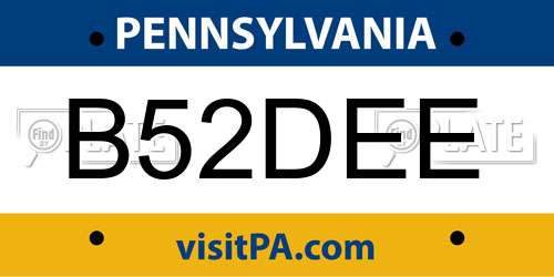 B52DEE Pennsylvania License Plate