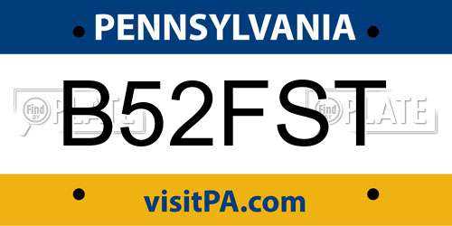 B52FST Pennsylvania License Plate
