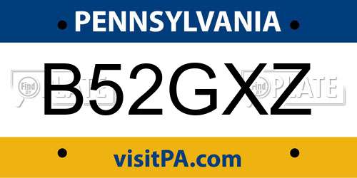 B52GXZ Pennsylvania License Plate
