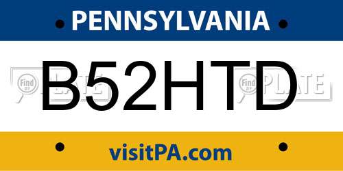 B52HTD Pennsylvania License Plate