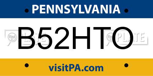 B52HTO Pennsylvania License Plate