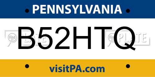 B52HTQ Pennsylvania License Plate