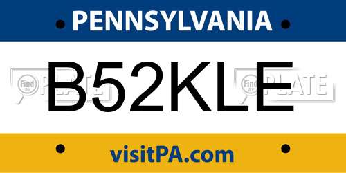 B52KLE Pennsylvania License Plate