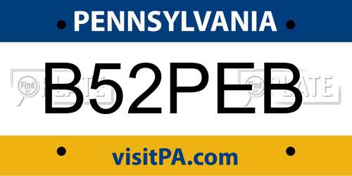 B52PEB Pennsylvania License Plate