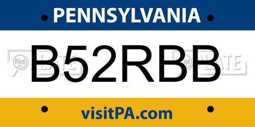 B52RBB Pennsylvania License Plate