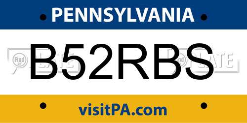 B52RBS Pennsylvania License Plate