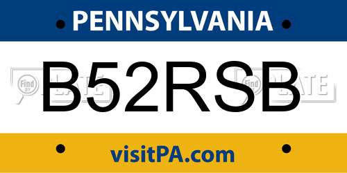 B52RSB Pennsylvania License Plate