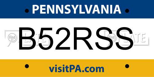 B52RSS Pennsylvania License Plate