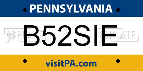 B52SIE Pennsylvania License Plate