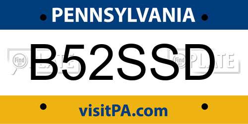 B52SSD Pennsylvania License Plate