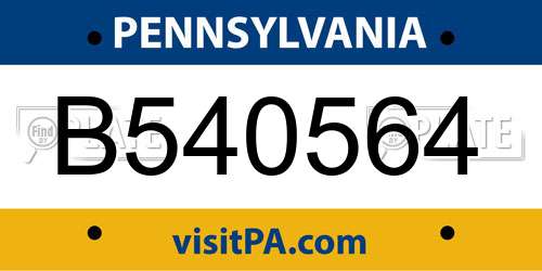 B540564 Pennsylvania License Plate