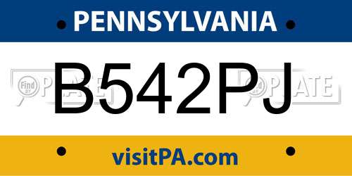 B542PJ Pennsylvania License Plate