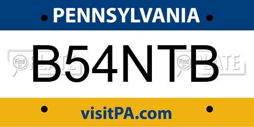 B54NTB Pennsylvania License Plate