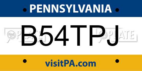 B54TPJ Pennsylvania License Plate