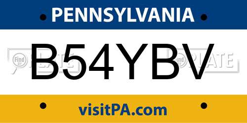 B54YBV Pennsylvania License Plate