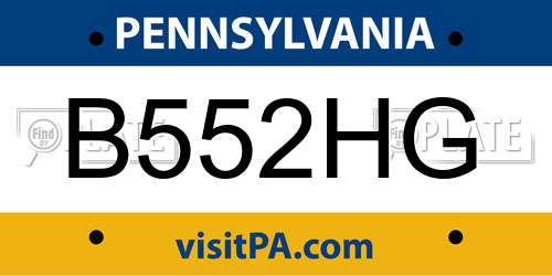 B552HG Pennsylvania License Plate