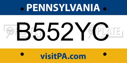 B552YC Pennsylvania License Plate