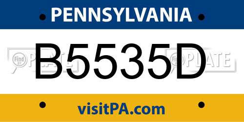 B5535D Pennsylvania License Plate