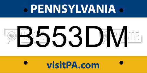B553DM Pennsylvania License Plate