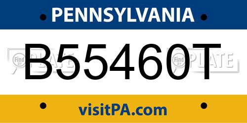 B55460T Pennsylvania License Plate