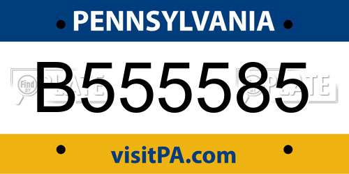 B555585 Pennsylvania License Plate
