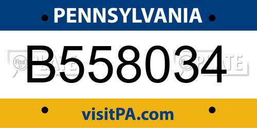 B558034 Pennsylvania License Plate