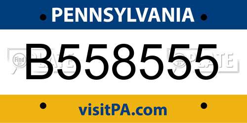 B558555 Pennsylvania License Plate