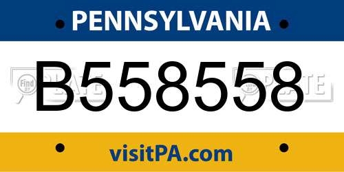 B558558 Pennsylvania License Plate
