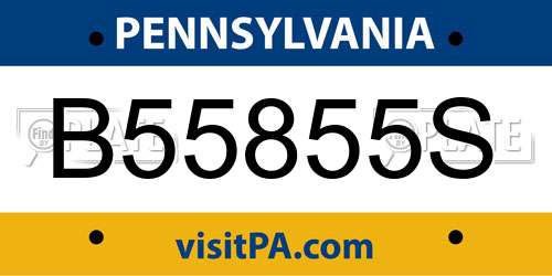B55855S Pennsylvania License Plate