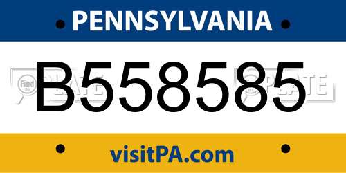 B558585 Pennsylvania License Plate