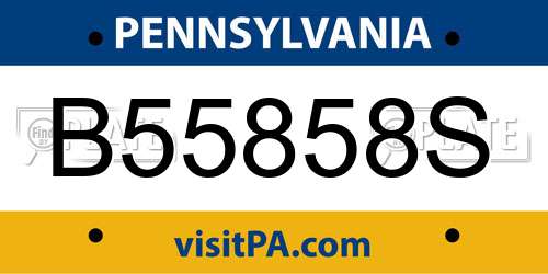 B55858S Pennsylvania License Plate