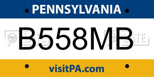 B558MB Pennsylvania License Plate