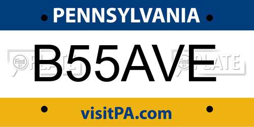 B55AVE Pennsylvania License Plate