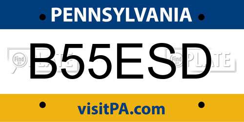 B55ESD Pennsylvania License Plate