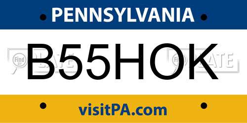 B55HOK Pennsylvania License Plate