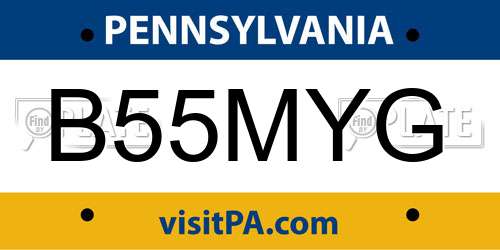 B55MYG Pennsylvania License Plate
