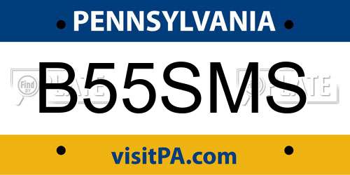 B55SMS Pennsylvania License Plate