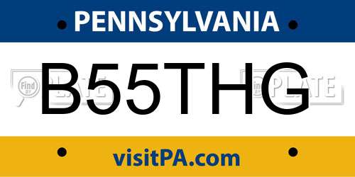 B55THG Pennsylvania License Plate