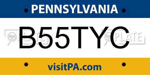 B55TYC Pennsylvania License Plate