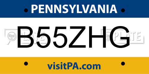 B55ZHG Pennsylvania License Plate