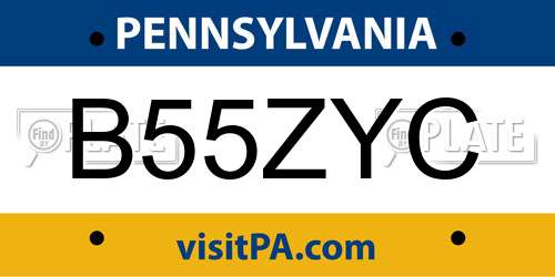 B55ZYC Pennsylvania License Plate