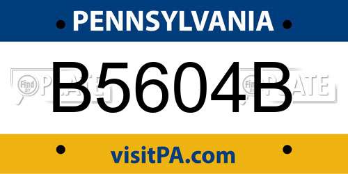 B5604B Pennsylvania License Plate