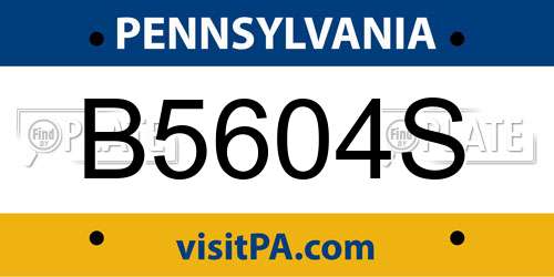 B5604S Pennsylvania License Plate
