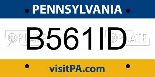 B561ID Pennsylvania License Plate