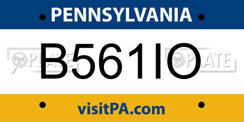 B561IO Pennsylvania License Plate