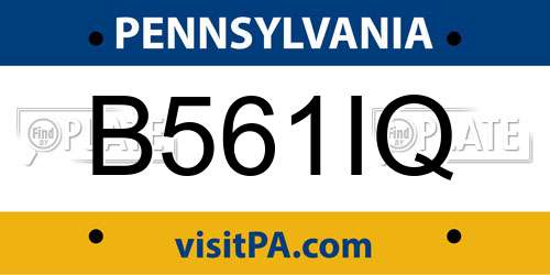 B561IQ Pennsylvania License Plate