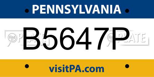 B5647P Pennsylvania License Plate
